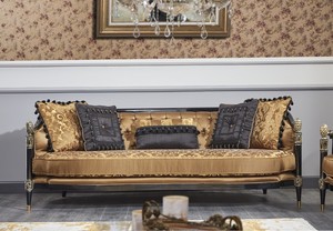 Casa Padrino Luxus Barock Chesterfield Sofa Gold / Schwarz 231 x 94 x H. 83 cm - Barock Wohnzimmermbel