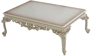 Casa Padrino Luxus Barock Couchtisch Cremewei� / Kupfer - Rechteckiger Barockstil Wohnzimmertisch - Barockstil Wohnzimmer M�bel - Barock M�bel - Luxus M�bel im Barockstil