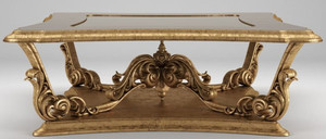 Casa Padrino Luxus Barock Couchtisch Braun / Antik Gold 145 x 145 x H. 50 cm - Prunkvoller Wohnzimmertisch im Barockstil - Barock Mbel