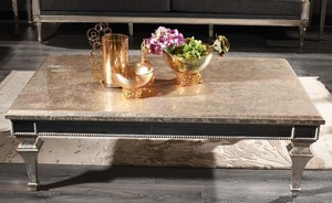 Casa Padrino Luxus Barock Couchtisch Antik Silber 140 x 90 x H. 45 cm - Edler Massivholz Wohnzimmertisch mit Spiegelglas - Luxus Qualitt