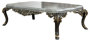 Casa Padrino Luxus Barock Couchtisch Silber / Grau / Gold - Prunkvoller Massivholz Wohnzimmertisch im Barockstil - Barock Wohnzimmer M�bel - Edel & Prunkvoll