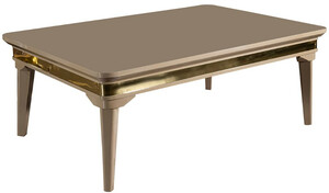 Casa Padrino Luxus Art Deco Couchtisch Beige / Gold 120 x 80 x H. 45 cm - Massivholz Wohnzimmertisch - Art Deco Wohnzimmer M�bel