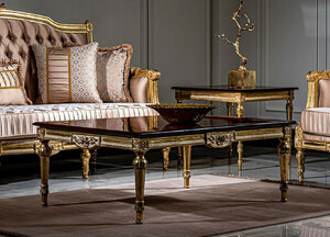 Casa Padrino Luxus Barock Couchtisch Schwarz / Gold - Handgefertigter Massivholz Wohnzimmertisch im Barockstil - Edle Barock Wohnzimmer Mbel