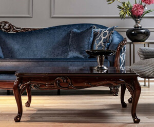 Casa Padrino Luxus Barock Couchtisch Dunkelbraun / Gold - Handgefertigter Massivholz Wohnzimmertisch - Barock Wohnzimmer M�bel