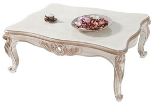 Casa Padrino Luxus Barock Couchtisch Wei� / Antik Bronze 122 x 82 x H. 46 cm - Massivholz Wohnzimmertisch im Barockstil