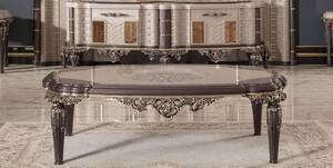 Casa Padrino Luxus Barock Couchtisch Grau / Braun / Gold 120 cm - Barockstil Wohnzimmer M�bel