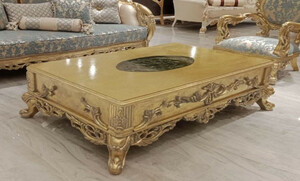 Casa Padrino Luxus Barock Couchtisch Gold - Prunkvoller Massivholz Wohnzimmertisch im Barockstil - Barock Wohnzimmer M�bel - Edel & Prunkvoll