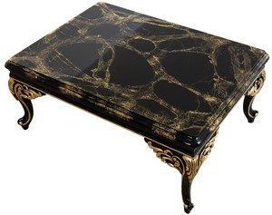 Casa Padrino Luxus Barock Couchtisch Schwarz / Gold 110 x 84 x H. 48 cm - Prunkvoller Wohnzimmertisch - Wohnzimmer Mbel im Barockstil