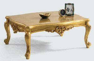 Casa Padrino Luxus Barock Couchtisch Gold 120 x 90 x H. 55 cm - Handgefertigter Massivholz Wohnzimmertisch im Barockstil - Prunkvolle Barock Mbel