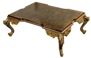 Casa Padrino Luxus Barock Couchtisch Gold / Braun - Massivholz Wohnzimmertisch im Barockstil - Barock Wohnzimmer M�bel - Edel & Prunkvoll