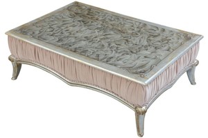 Casa Padrino Luxus Barock Couchtisch Rosa / Silber / Schwarz / Gold 80 x 50 x H. 50 cm - Eleganter Wohnzimmertisch im Barockstil - Barock M�bel