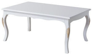 Casa Padrino Luxus Barock Couchtisch Wei� / Gold 110 x 77 x H. 45 cm - Massivholz Wohnzimmertisch im Barockstil - Barock M�bel