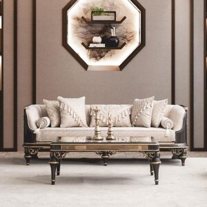 Casa Padrino Luxus Barock Couchtisch Beige / Braun / Gold 120 cm - Barock M�bel