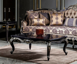 Casa Padrino Luxus Barock Couchtisch Lila / Gold - Prunkvoller Wohnzimmertisch im Barockstil - Handgefertigter Massivholz Tisch - Barock Wohnzimmer M�bel