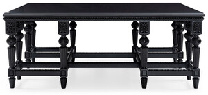 Casa Padrino Luxus Barock Couchtisch Schwarz - Handgefertigter Massivholz Wohnzimmertisch im Barockstil - Wohnzimmer M�bel im Barockstil - Barock M�bel - Edel & Prunkvoll