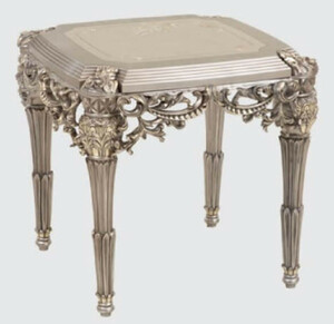 Casa Padrino Luxus Barock Beistelltisch Silber / Gold 65 x 65 x H. 65 cm - Handgefertigter Massivholz Tisch im Barockstil - Barock Mbel
