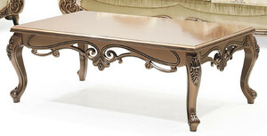 Casa Padrino Luxus Barock Couchtisch Kupfer - Rechteckiger Massivholz Wohnzimmertisch im Barockstil - Barock M�bel - Luxus M�bel im Barockstil - Barock Einrichtung - Edel & Prunkvoll