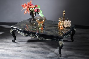 Casa Padrino Luxus Barock Wohnzimmertisch Schwarz / Gr�n / Gold 138 x 95 x H. 45 cm - Barock Couchtisch