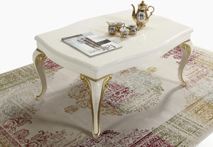Casa Padrino Barock Couchtisch Creme / Gold 105 x 74 x H. 50 cm - Rechteckiger Wohnzimmertisch im Barockstil - Barock M�bel