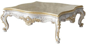 Casa Padrino Luxus Barock Couchtisch Gold / Silber 125 x 125 x H. 50 cm - Massivholz Wohnzimmertisch im Barockstil - Edel & Prunkvoll
