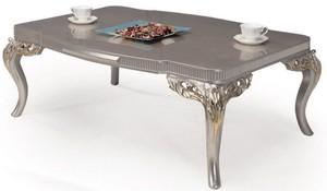Casa Padrino Luxus Barock Couchtisch Silber / Gold 120 x 86 x H. 45 cm - Prunkvoller Wohnzimmertisch im Barockstil - Barockmbel