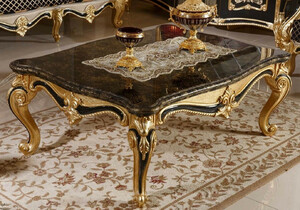 Casa Padrino Luxus Barock Couchtisch Schwarz / Gold - Prunkvoller Massivholz Wohnzimmertisch im Barockstil - Barock Wohnzimmer M�bel - Edel & Prunkvoll
