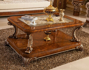 Casa Padrino Luxus Barock Couchtisch mit Glasplatte Braun / Bronze - Prunkvoller Massivholz Wohnzimmertisch im Barockstil - Barock Wohnzimmer M�bel - Edel & Prunkvoll