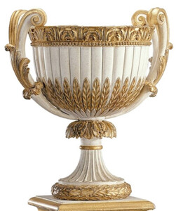 Casa Padrino Luxus Barock Deko Vase Antik Wei / Antik Gold - Prunkvolle Barockstil Massivholz Blumenvase - Barock Deko Accessoires - Edel & Prunkvoll - Luxus Qualitt - Made in Italy