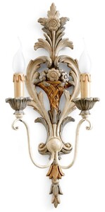 Casa Padrino Luxus Barock Doppel Wandleuchte Antik Wei� / Grau H. 57 cm - Made in Italy