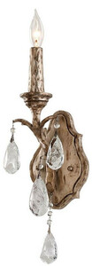 Casa Padrino Luxus Barock Wandleuchte Bronze 12,7 x 10 x H. 41,9 cm - Handgefertigte Schmiedeeisen Wandlampe mit edlen venezianischem Kristallglas Beh�ngen in Tropfenform
