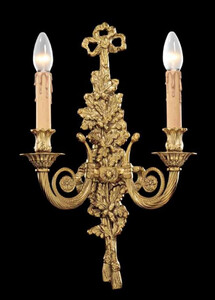 Casa Padrino Luxus Barock Doppel Wandleuchte Franz�sisches Gold 32 x 15 x H. 50 cm - Prunkvolle Wandlampe im Barockstil - Barock Leuchten - Luxus Qualit�t - Made in Italy