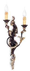 Casa Padrino Luxus Barock Doppel Wandleuchte Schwarz / Gold 23 x 19 x H. 55 cm - Prunkvolle Barockstil Wandlampe - Barock Leuchten - Luxus Qualit�t - Made in Italy