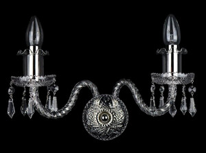Casa Padrino Luxus Barock Doppel Wandleuchte Silber 30 x 18 x H. 20 cm - Barockstil Wandlampe mit Kristall Beh�ngen - Barock Leuchten - Edel & Prunkvoll