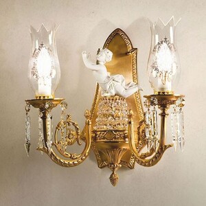 Casa Padrino Luxus Barock Kristall Doppel Wandleuchte Bronze / Wei� 40 cm - Made in Italy