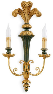 Casa Padrino Luxus Barock Doppel Wandleuchte Gold / Gr�n 31 x 16 x H. 60 cm - Prunkvolle Barockstil Wandlampe - Barock Leuchten - Luxus Qualit�t - Made in Italy