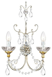 Casa Padrino Luxus Barock Doppel Wandleuchte Antik Silber / Antik Gold 35 x 13 x H. 49 cm - Barockstil Wandlampe mit Swarovski Kristallglas - Barock Leuchten - Luxus Qualit�t - Made in Italy