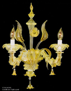 Casa Padrino Luxus Barock Doppel Wandleuchte Gold 25 x 25 x H. 36 cm - Prunkvolle Barockstil Murano Glas Wandlampe - Barock Leuchten - Luxus Qualitt - Made in Italy