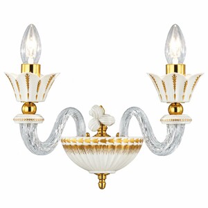 Casa Padrino Luxus Barock Doppel Wandleuchte Wei� / Gold 30 cm - Handgefertigt & Handbemalt - Made in Italy