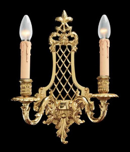 Casa Padrino Luxus Barock Doppel Wandleuchte Franz�sisches Gold 30 x 18 x H. 42 cm - Prunkvolle Wandlampe im Barockstil - Barock Leuchten - Luxus Qualit�t - Made in Italy