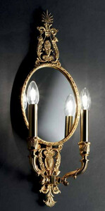 Casa Padrino Luxus Barock Doppel Wandleuchte mit Spiegel Gold 22 x 12 x H. 60 cm - Prunkvolle Wandlampe im Barockstil - Barock Leuchten - Luxus Qualitt - Made in Italy