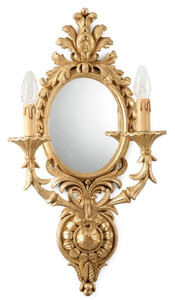 Casa Padrino Luxus Barock Doppel Wandleuchte mit Spiegel Gold 35 x 15 x H. 61 cm - Prunkvolle Wandlampe im Barockstil - Barock Leuchten - Luxus Qualitt - Made in Italy