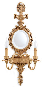 Casa Padrino Luxus Barock Doppel Wandleuchte mit Spiegel Antik Gold 35 x 17 x H. 78 cm - Prunkvolle Wandlampe im Barockstil - Barock Leuchten - Luxus Qualitt - Made in Italy
