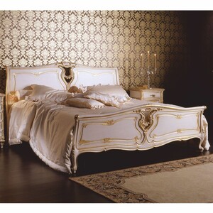 Casa Padrino Luxus Barock Doppelbett Wei� / Gold - Barock M�bel - Made in Italy