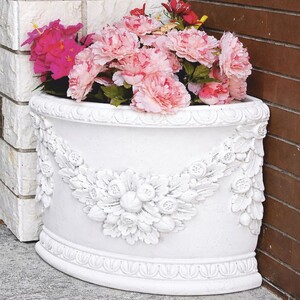 Casa Padrino Luxus Barock Garten Deko Eckblumentopf Wei� H. 45 cm - Made in Italy