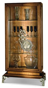 Casa Padrino Luxus Barock Vitrine mit 2 Glastren Braun / Silber H. 201 cm - Barock Mbel - Made in Italy