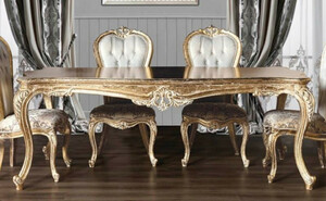 Casa Padrino Luxus Barock Esstisch Antik Gold - Handgefertigter Massivholz Esszimmertisch im Barockstil - Barock Esszimmer Mbel - Edel & Prunkvoll