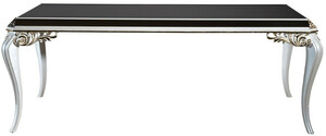 Casa Padrino Luxus Barock Esstisch Wei� / Gold / Schwarz 207 x 104 x H. 78 cm - Massivholz K�chentisch mit Glasplatte - Edle Esszimmer M�bel im Barockstil
