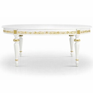 Casa Padrino Luxus Barock Esstisch Wei� / Gold 160-210 cm - Barock M�bel - Made in Italy