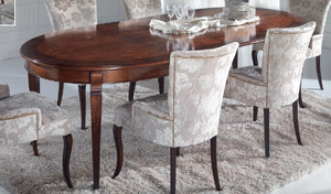 Casa Padrino Luxus Barock Esstisch Dunkelbraun Intarsien - Ovaler ausziehbarer Massivholz Esszimmertisch im Barockstil - Barock Esszimmer M�bel - Luxus Qualit�t - Made in Italy