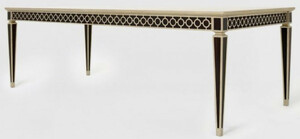 Casa Padrino Luxus Barock Esstisch Schwarz / Silber 240 x 110 x H. 78 cm - Massivholz Kchentisch - Esszimmertisch - Esszimmer Mbel im Barockstil